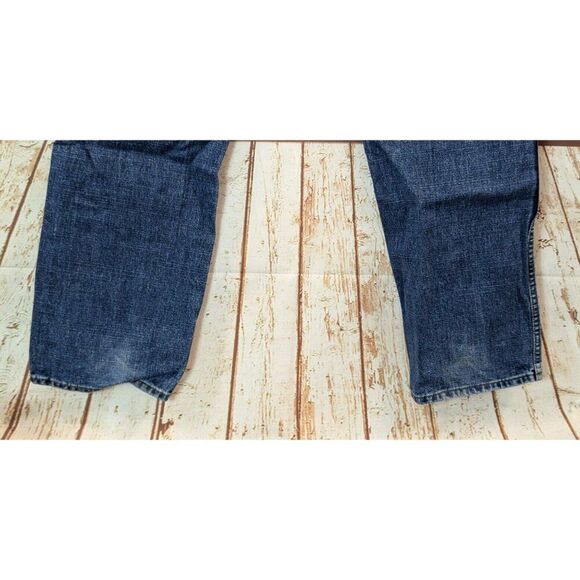 Wrangler Mens 36x32 Blue Denim Jeans Cotton Pockets Button Zip Solid Mid Rise - Picture 5 of 8